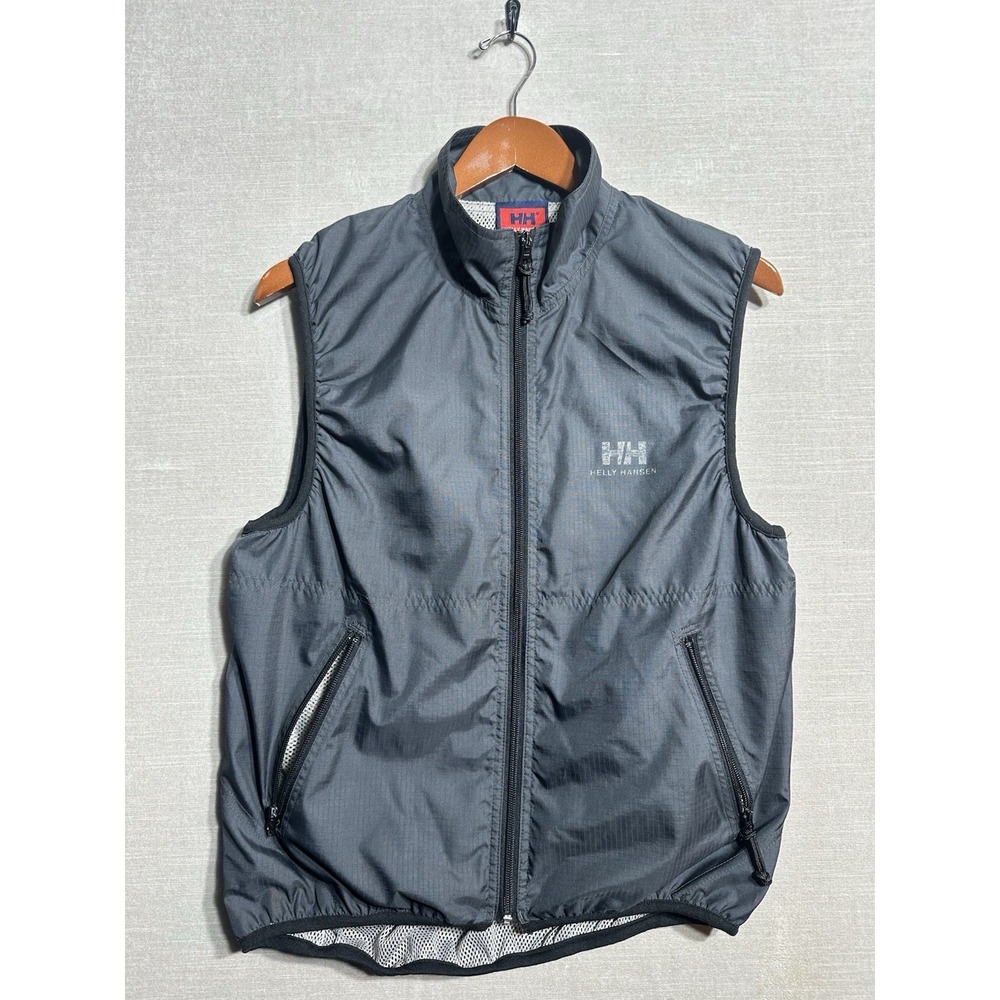 Helly Hansen Full Zip Vest Jacket Pockets Mesh Lined Running Womens Medium Black